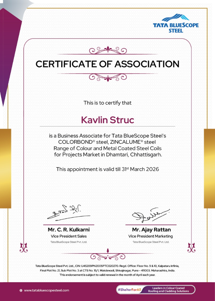Tata BlueScope Certificate